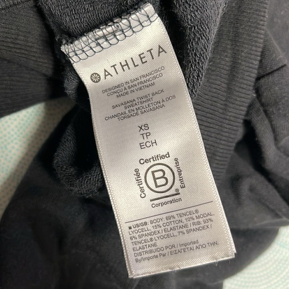 Athleta Open Back Sweatshirt, Black, Extra Small - Picture 4 of 7